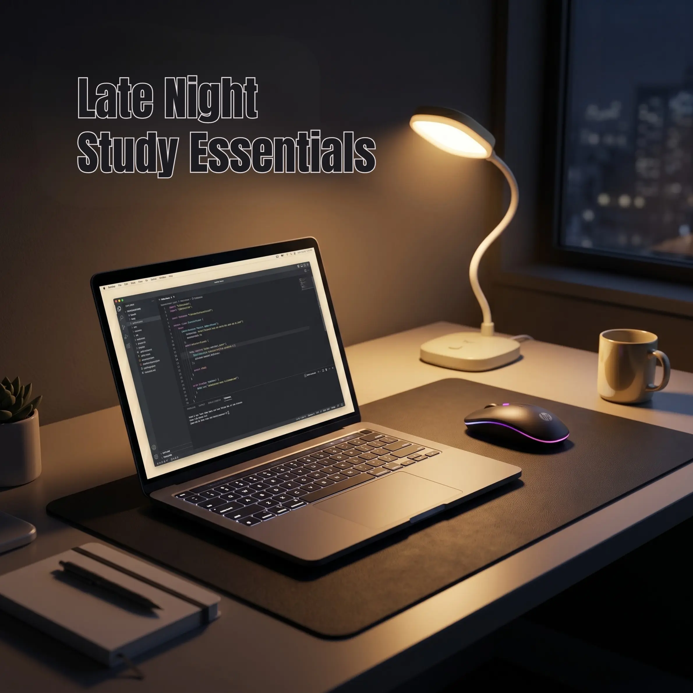 Late-night study desk essentials