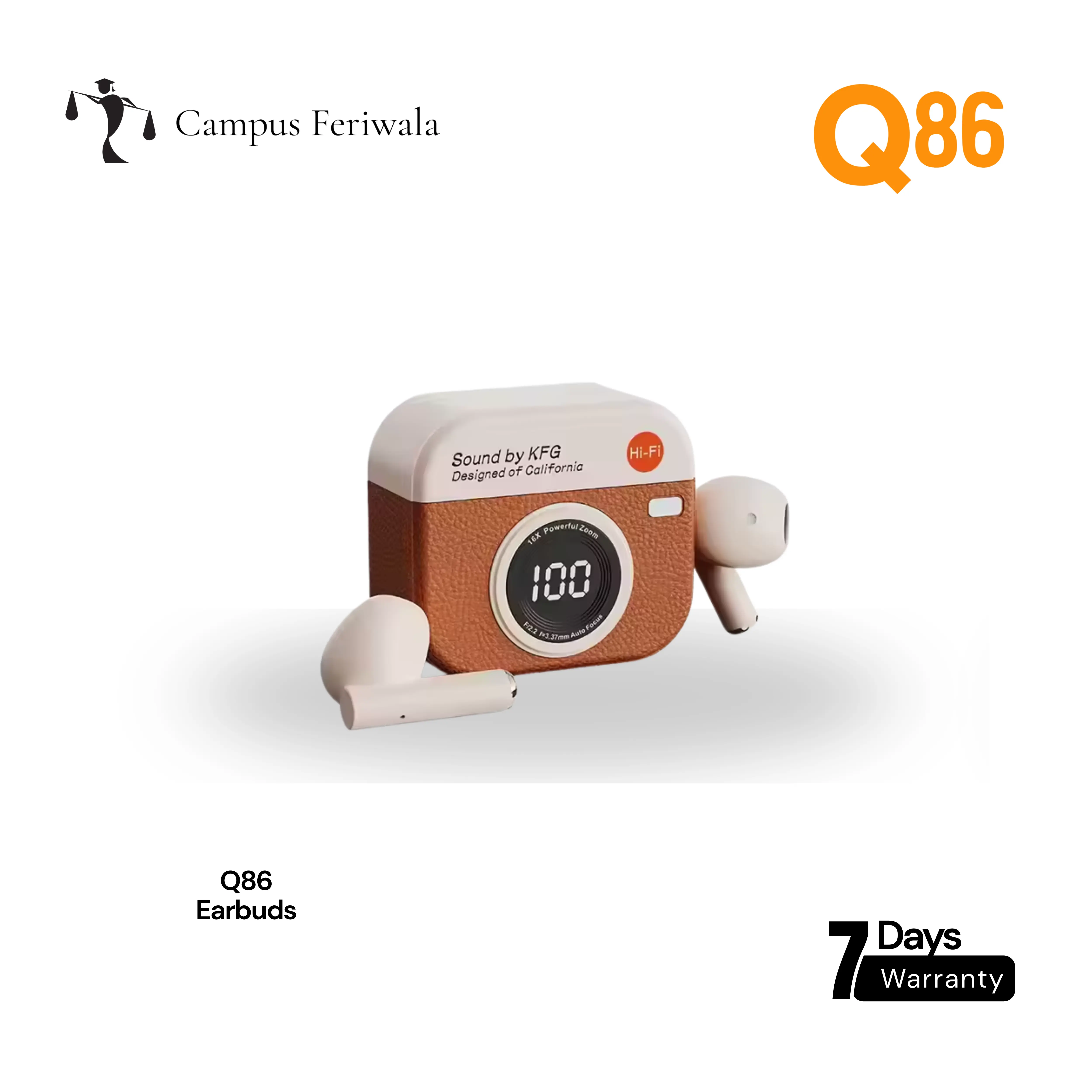Q86 Retro Camera Earbuds view 2